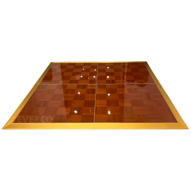 Glossy Portable Teak Wood Veneer Screw-Lock Dance Floor,EVERCO-Screw-Lock/Cam-Lock/Waterproof Portable Dance Floor for Rental Company Outdoor Indoor Wedding Hotel Events,Glossy Portable Teak Wood Veneer Screw-Lock Dance Floor