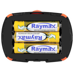 Internal view of the battery compartment for 3x AAA batteries in the orange COB headlamp.