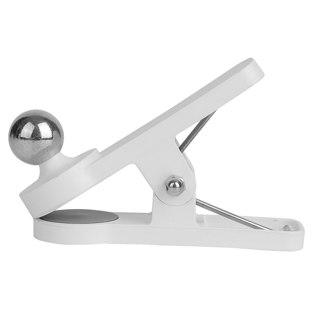 Durable white clip-on base with a magnetic ball joint for angle adjustment.
