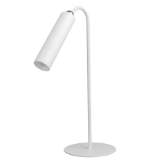 Minimalist standing table lamp in white, suitable for modern office decor.