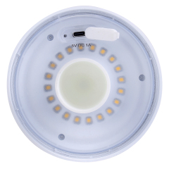 Underside view of lamp head showing 36 dual-color LEDs (white and warm) and Type-C charging port.
