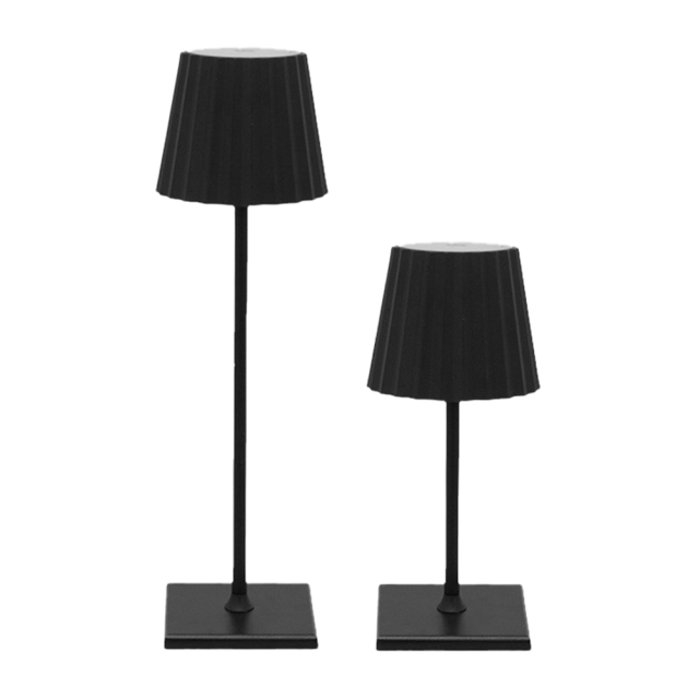 Black pleated shade cordless lamp with square base, OEM customization service