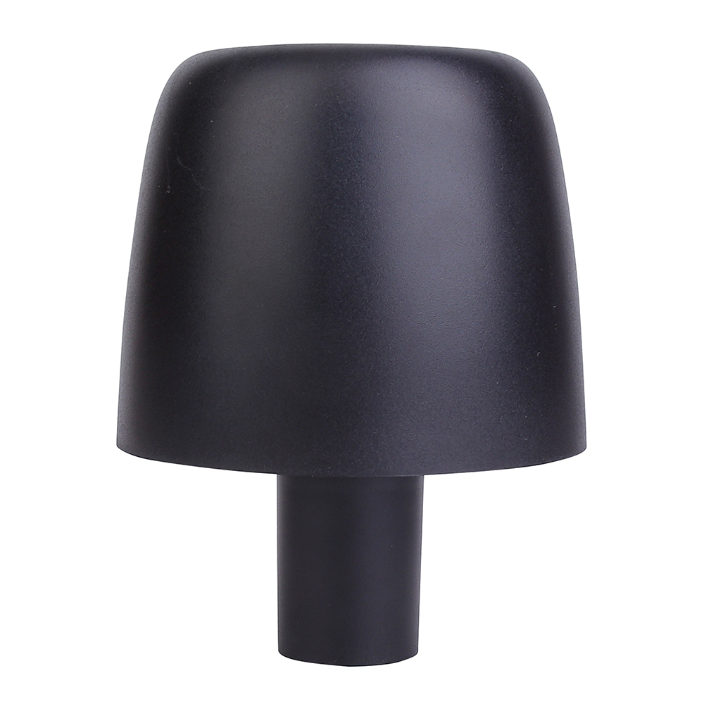 Smooth matte black rechargeable bottle lamp head for modern hospitality and upscale home decor projects.