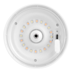 Internal view of cordless lamp head showing high-quality LED chips and Type-C charging port.