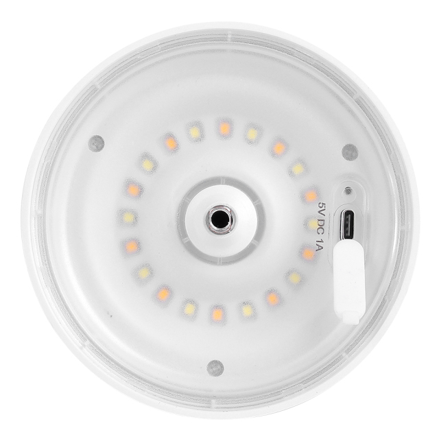 Internal view of cordless lamp head showing high-quality LED chips and Type-C charging port.