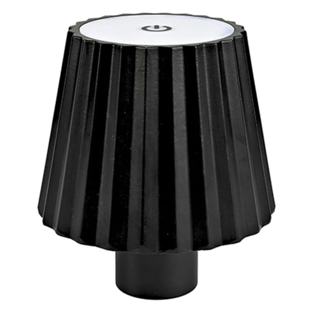 Decorative ribbed black cordless LED bottle lamp head with touch dimming, OEM custom color options available.
