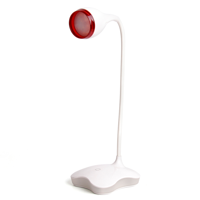 White cylindrical head LED desk lamp with flexible tube for professional office.