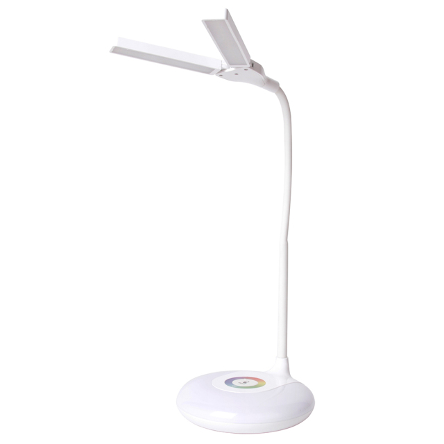 HG-BL012 dual-head LED table lamp with adjustable lighting angles for workspace.