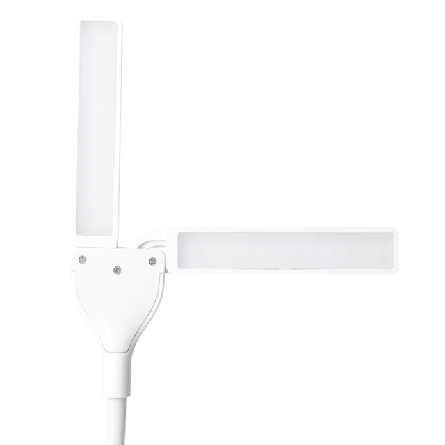 Detail of HG-BL012 foldable dual-arm design for wide-area desktop illumination.