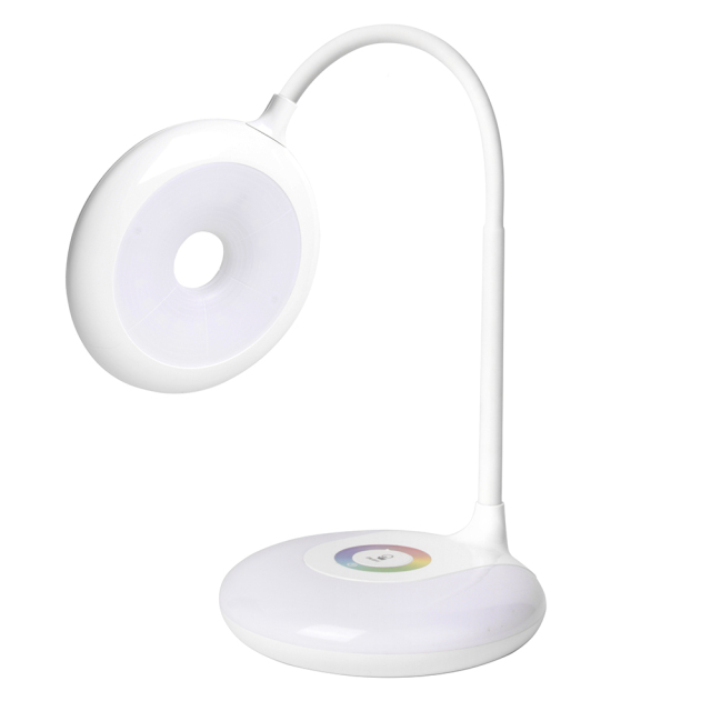Modern ring-style LED head design of HG-BL012 desk lamp for uniform light distribution.