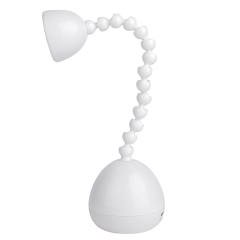 White flexible gooseneck LED desk lamp for home office, featuring 360-degree adjustable silicone tube.