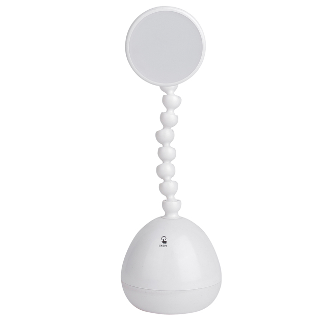 Portable LED desk lamp with 140lm output and white minimalist design, available for OEM ODM bulk orders.