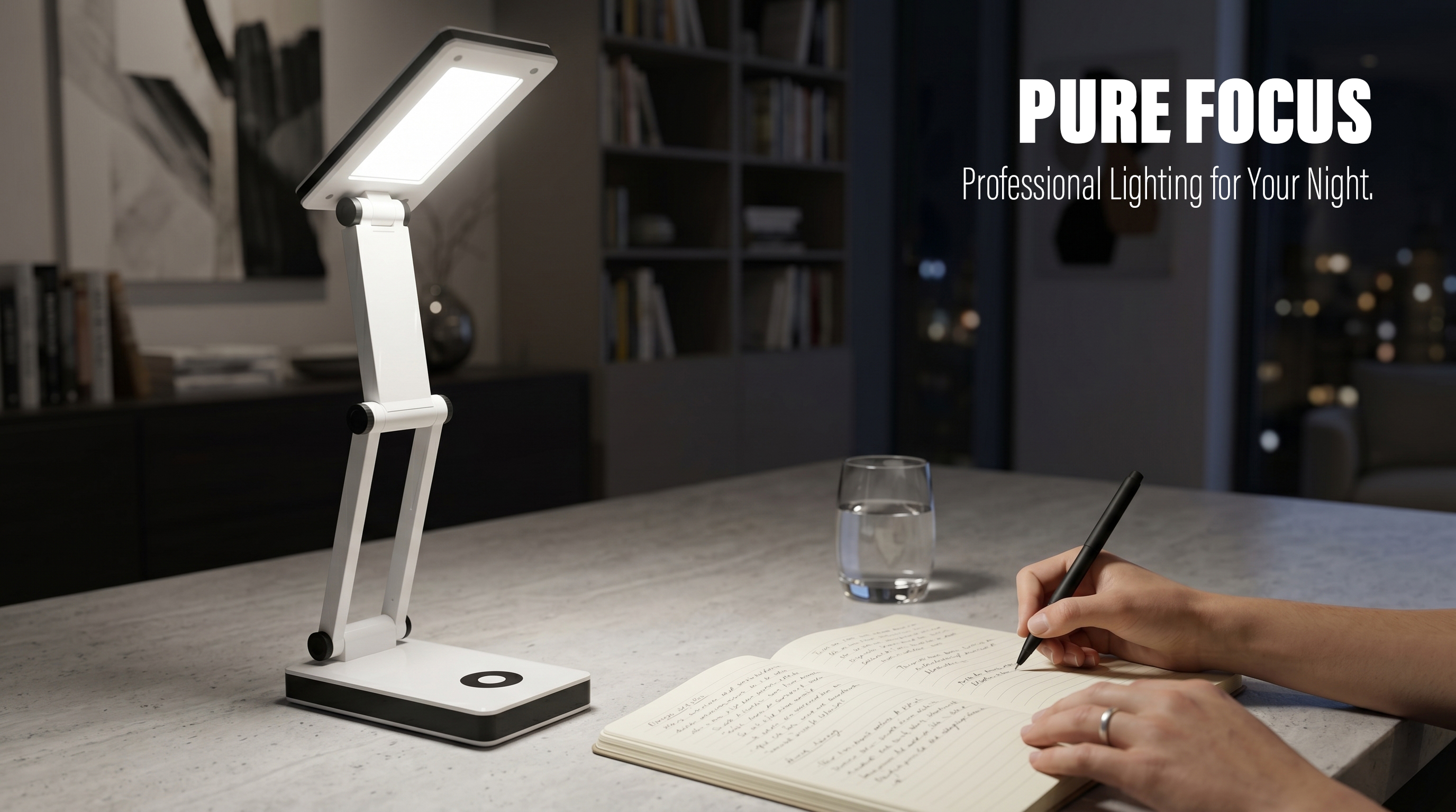 Wholesale portable LED desk lamp providing bright white light for student studying at night, premium industrial design from OEM lighting manufacturer.