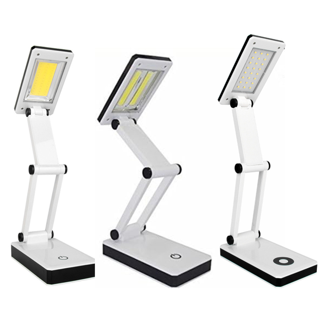 Wholesale portable LED desk lamp showing different LED bead options (COB/SMD) for customized B2B lighting solutions.