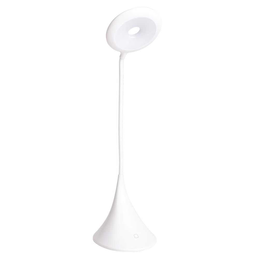 18 LED desk lamp featuring a circular ring light head design on a white background