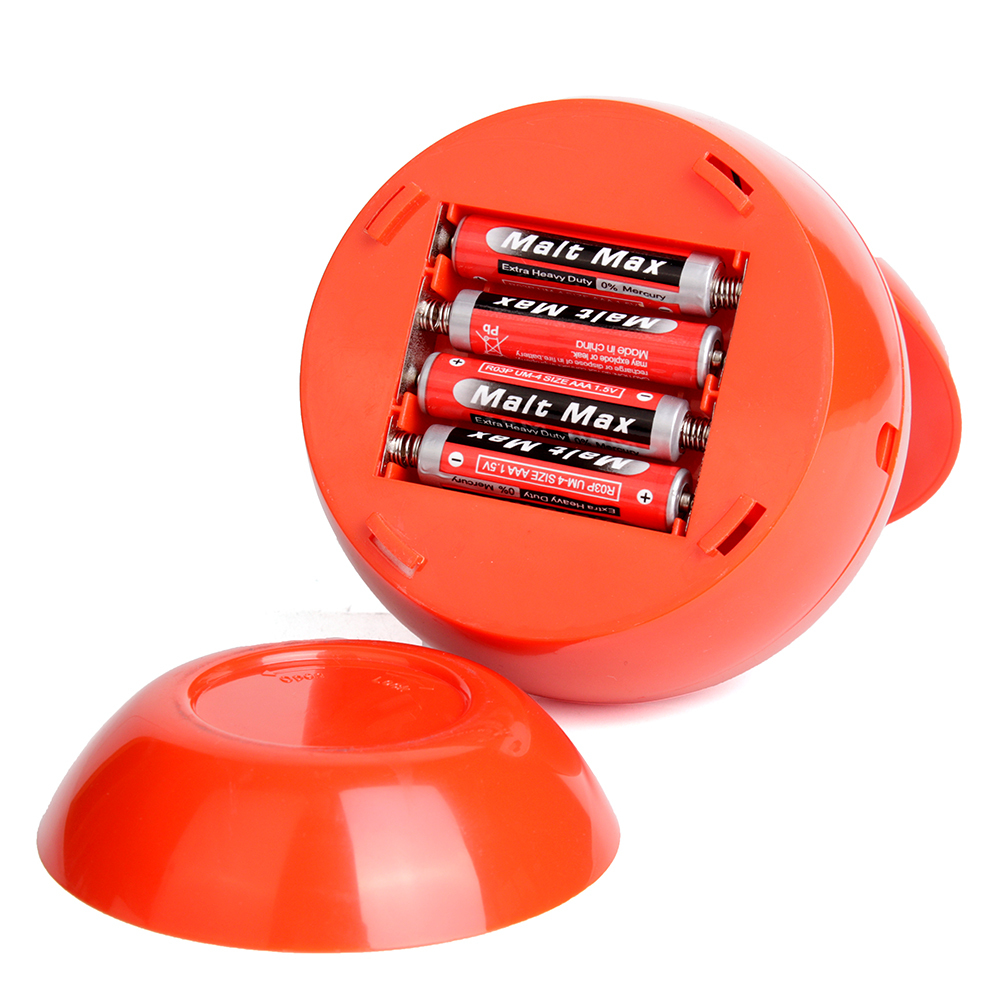 Open battery compartment at the bottom showing 4xAAA battery slots of the apple lamp