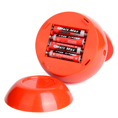 Open battery compartment at the bottom showing 4xAAA battery slots of the apple lamp