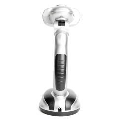 Back view of the compact folding LED desk lamp with battery powered base