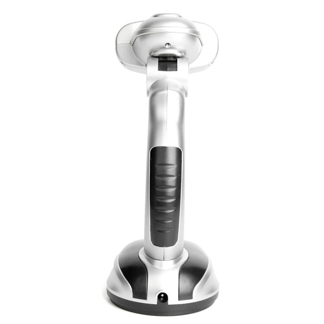 Back view of the compact folding LED desk lamp with battery powered base