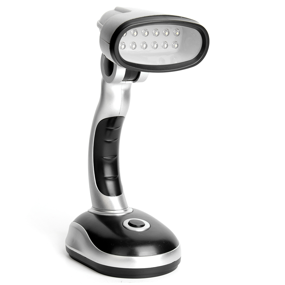 Standing view of the portable folding LED desk lamp with adjustable arm