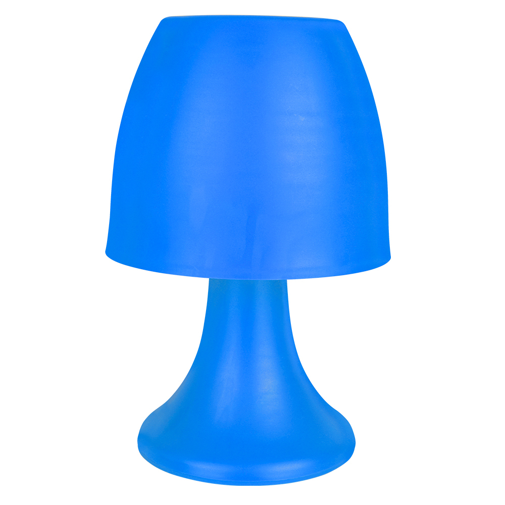 Blue colored mushroom-shaped LED table lamp for colorful ambient lighting