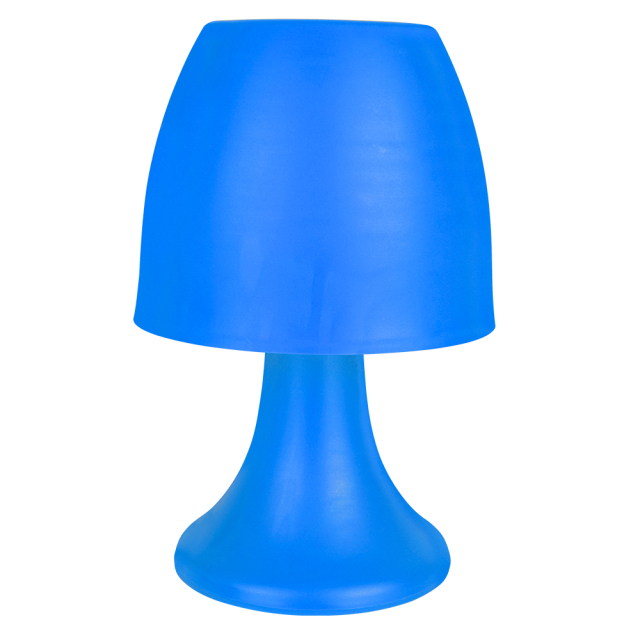 Blue colored mushroom-shaped LED table lamp for colorful ambient lighting