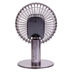 Back studio view of the rechargeable USB desk fan highlighting the Type-C power interface and rear motor housing
