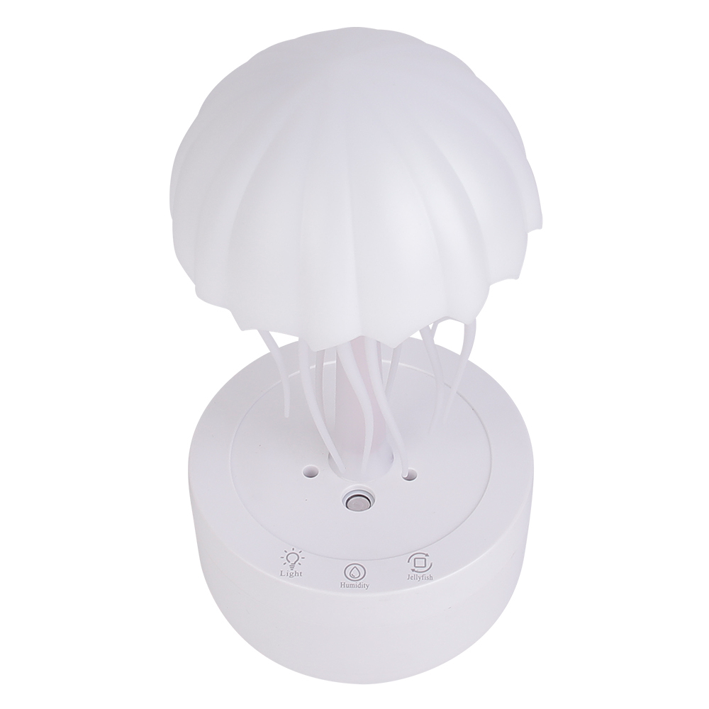 Top-angle studio photograph of the jellyfish humidifier base showing the central mist nozzle and touch control icon indicators.