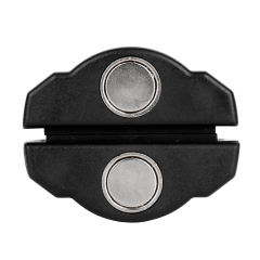 Close-up view of the bottom clip base featuring two strong circular permanent magnets.