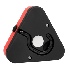 Full back view of the hands-free triangle emergency LED work light showing the integrated central magnet and folded hook.