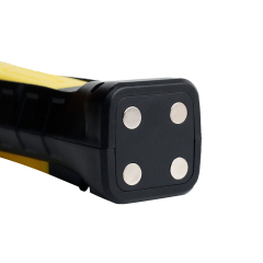 Close-up bottom view of the magnetic LED work light showcasing the powerful four-point built-in magnets.