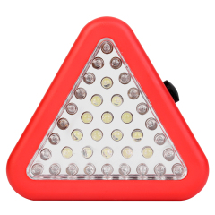 Front view of the triangle emergency LED work light featuring a dense multi-LED array and a bright red frame.