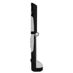Side profile view of the portable LED work light fully extended vertically to demonstrate its slim profile.