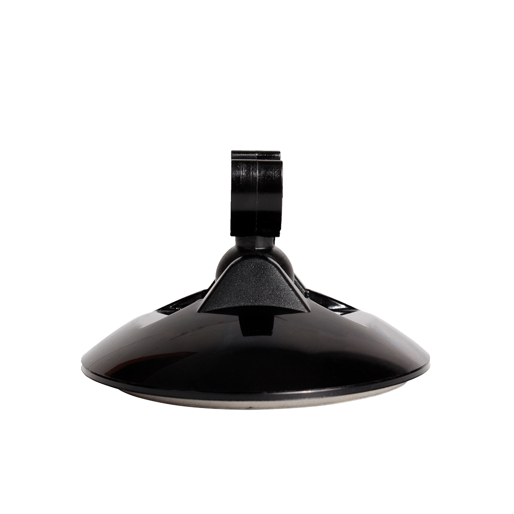 Side view of the black circular magnetic mounting base with an integrated rotatable mounting clip.