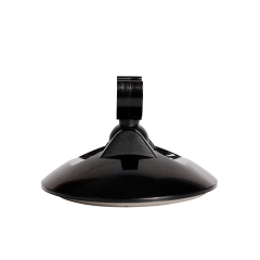 Side view of the black circular magnetic mounting base with an integrated rotatable mounting clip.