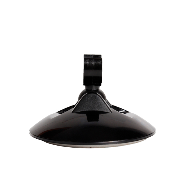 Side view of the black circular magnetic mounting base with an integrated rotatable mounting clip.