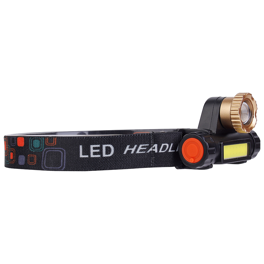 Studio rear-angle view of the headlamp strap assembly, highlighting the placement of the protective end cap near the bright orange interface switch.