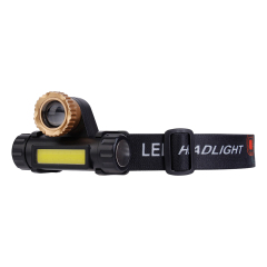 Three-quarter studio view of the zoomable model, highlighting the extended profile of the golden technical lens housing mounted on top of the ABS body.