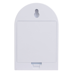 Studio view of the flat back of the arched LED sensor light, featuring an integrated keyhole slot at the top for wall mounting.