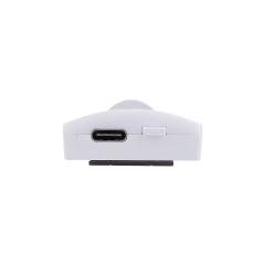 Cross-section view of the closet light bar end cap, displaying the USB port, a sliding toggle switch, and the low-profile mounting pad.