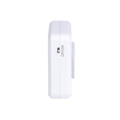 Side profile view of the white compact LED drawer light, showing its slim thickness and toggle switch.
