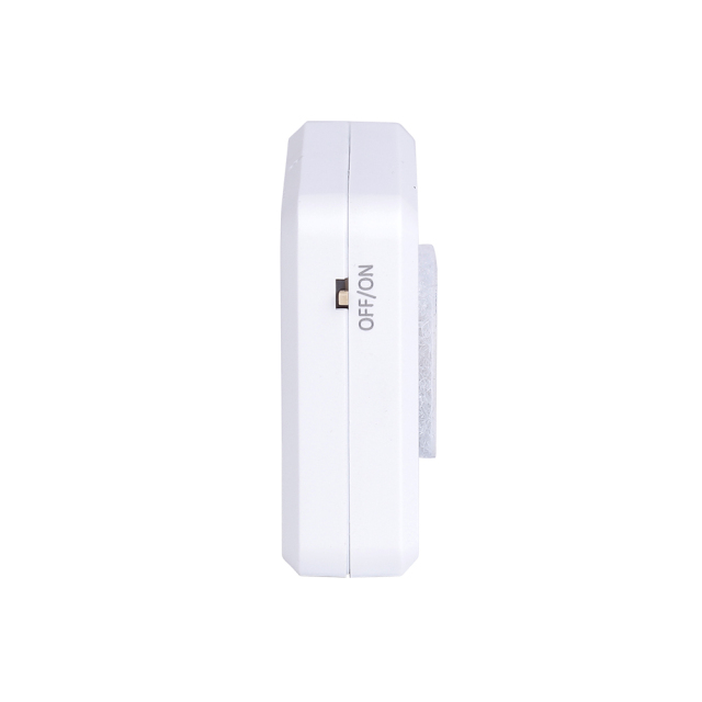 Side profile view of the white compact LED drawer light, showing its slim thickness and toggle switch.
