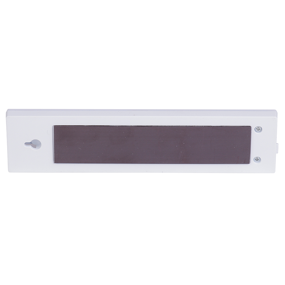 Back view of the white under-cabinet light bar, showcasing the dark central magnetic strip and screw mounting holes for flexible installation.