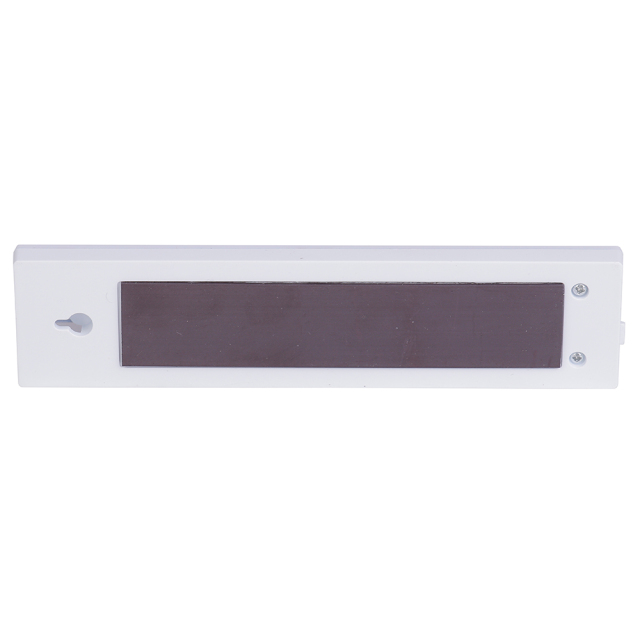 Back view of the white under-cabinet light bar, showcasing the dark central magnetic strip and screw mounting holes for flexible installation.