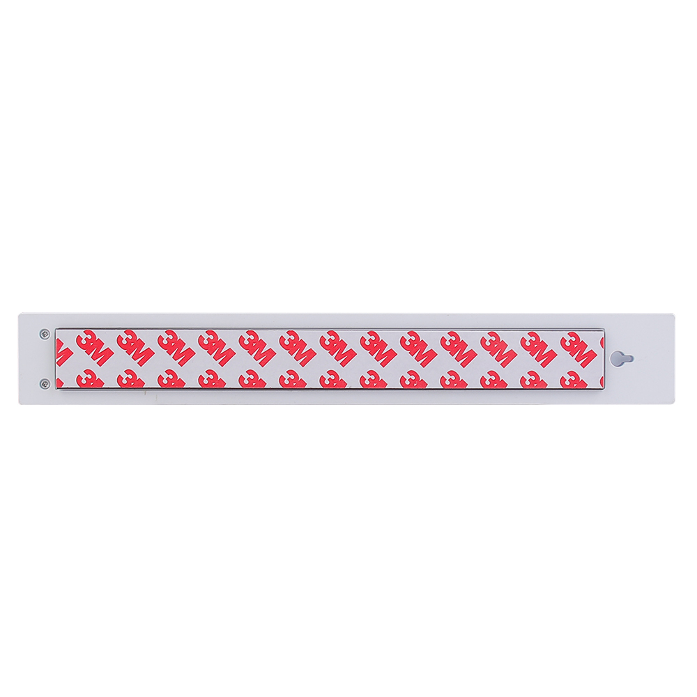 A long slim mounting accessory showing red 3M double-sided adhesive tape on the back for tool-free installation.