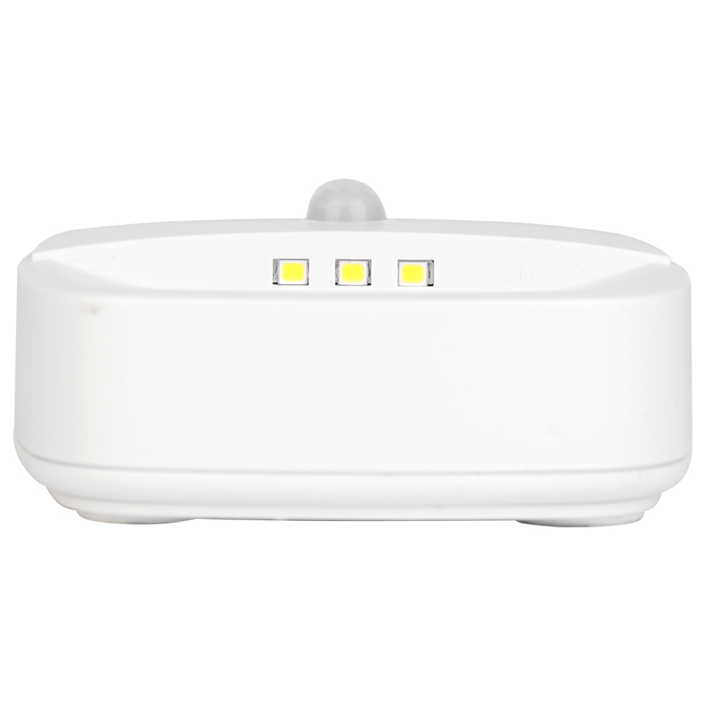 Bottom view of the motion sensor night light, showcasing the built-in LED beads designed for glare-free downward illumination.