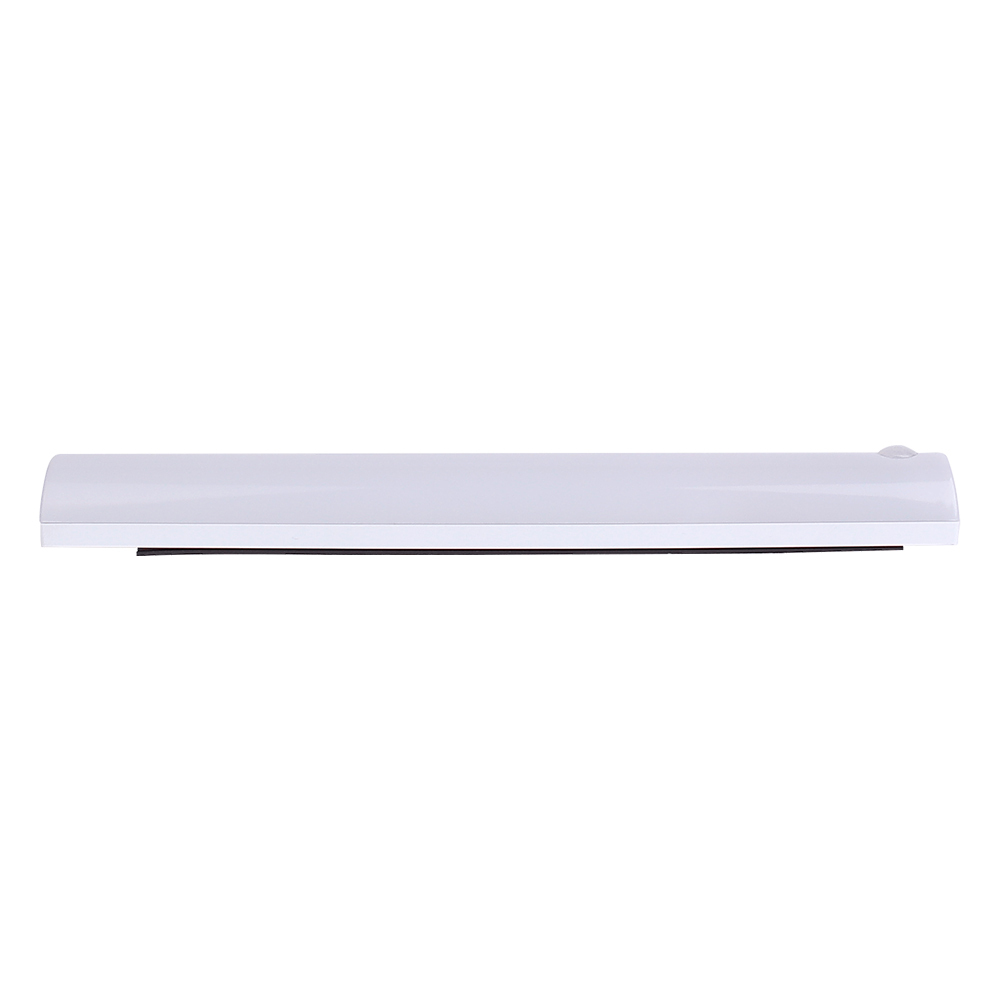 Side profile view of the long white rechargeable PIR sensor wardrobe light bar with its integrated magnetic mounting plate.