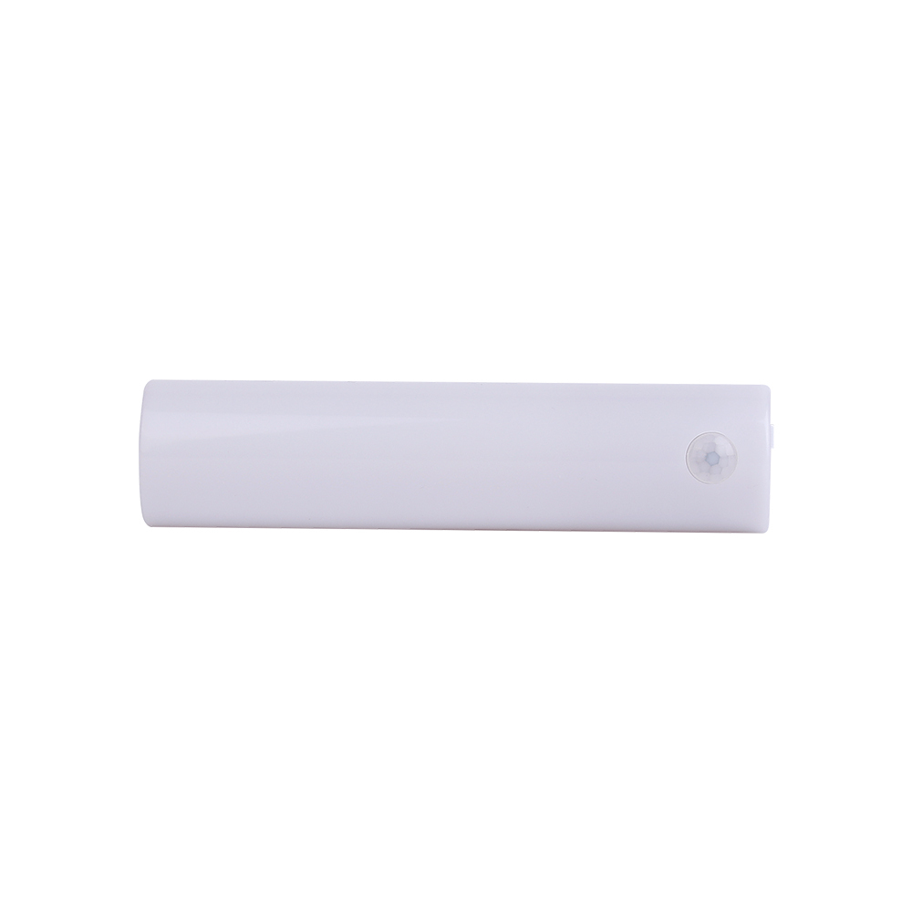 Front studio view of the short white rechargeable PIR motion sensor LED closet light bar designed for compact spaces.