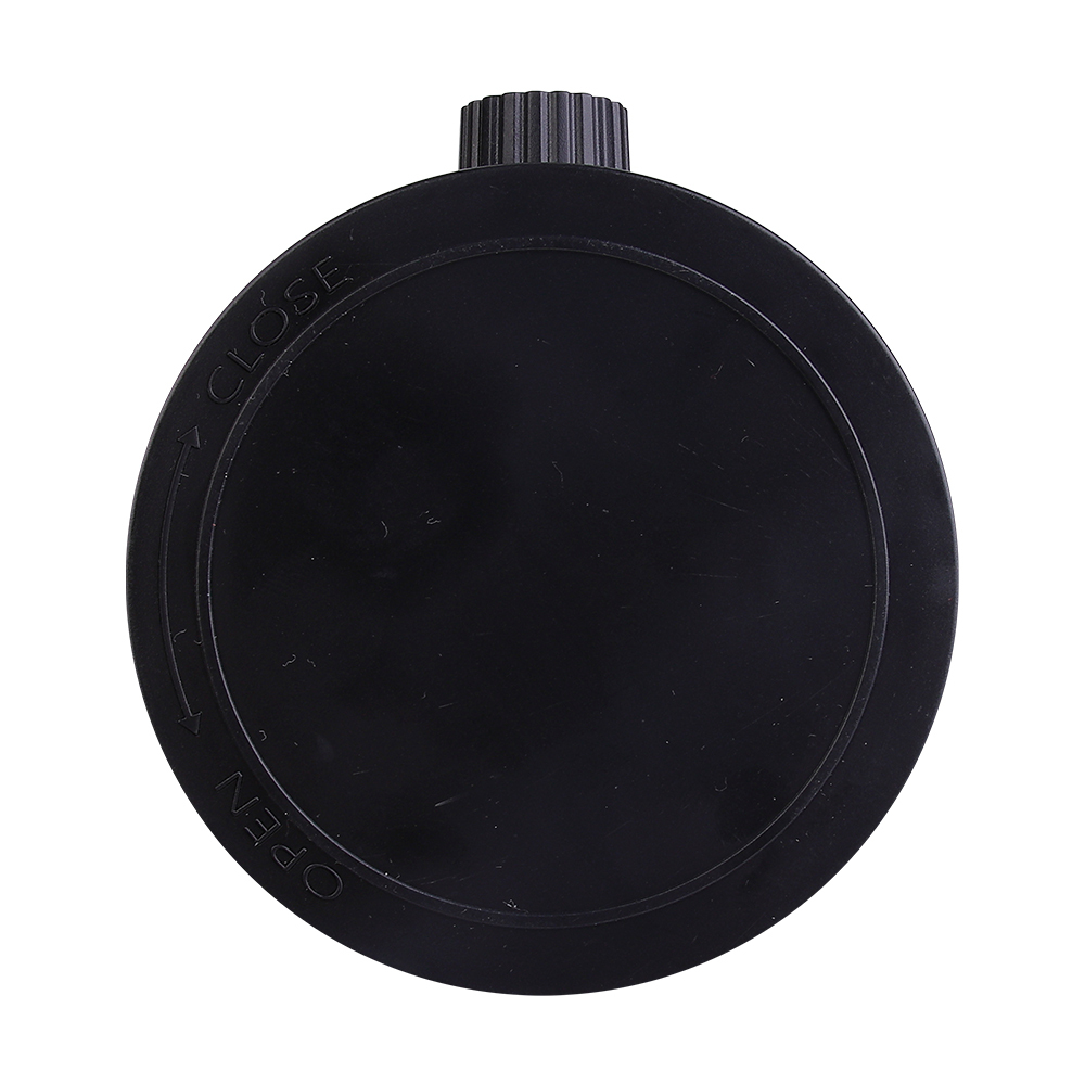 Direct bottom view of the black retro COB LED lantern showing the clean flat circular base and the edge of the rotary dimming switch.