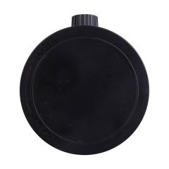Direct bottom view of the black retro COB LED lantern showing the clean flat circular base and the edge of the rotary dimming switch.
